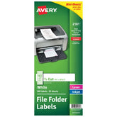 Avery® Mini-Sheets File Folder Labels, 2/3" x 3-7/16", Matte White, Permanent, Laser/Inkjet, 300 Labels (2181)