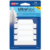 Avery® Ultra Tabs®, 2-1/2" x 1", 24 Repositionable Margin Tab, 2-Sided Writable Tab, White (74789)