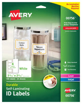 Avery® Easy Align® Self-Laminating ID Labels, Permanent Adhesive, 2-5/16" x 3-5/16", 100 Labels (00756)