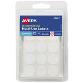 Avery® Multi-Use Removable Labels, 3/4 Inch Round Labels, White, Non-Printable, 315 Round Stickers Total (6738)