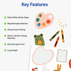 Avery Sticker Paper, 8-1/2" x 11", Matte White, Repositionable, Laser & Inkjet Compatible, 15 Full-Size Sheets (3383)