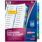 Avery® Ready Index® 24 Tab Double Column Binder Dividers, Customizable Table of Contents, Multicolor Tabs, 1 Set (11321)