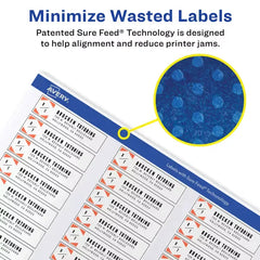 Avery® Easy Peel® Return Address Labels, Sure Feed™ Technology, Permanent Adhesive, 1/2" x 1-3/4", 2,000 Labels (8167)