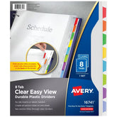 Avery® Clear Easy View Durable Plastic Dividers, 8-Tab Set, Multicolor (16741)