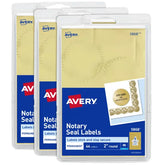 Avery® Notary Seal Labels, 2" Diameter, Printable Gold Certificate Seals, Inkjet, 3-Pack, 132 Gold Seals Total (35868)