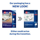 Avery® Tri-Fold Brochures with Mailing Seals, 8-1/2" x 11", Matte White, 100 Brochures for Inkjet Printers (8324)