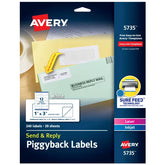 Avery® Send & Reply Piggyback Mailing Labels, Sure Feed™ Technology, 1-5/8" x 4" Outer, 1" x 3" Inner, 240 Labels (5735)