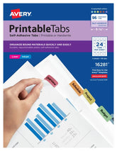Avery® Printable Tabs, Plastic, Self-Adhesive, Repositionable, 1-1/4" Assorted Colors, 96 Tabs (16281)
