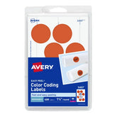 Avery® Removable Color-Coding Labels, Removable Adhesive, Neon Red, 1-1/4" Diameter, 400 Labels (5497)