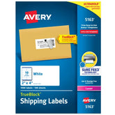 Avery® TrueBlock® Shipping Labels with Sure Feed®, 2" x 4", White, 1,000 Blank Mailing Labels (5163)
