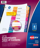 Avery® Ready Index® Dividers, 8 Tab Sets, Customizable Table of Contents, Multicolor Tabs, 24 Sets (11168)