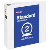 Avery® Standard View Binder, 2" Round Rings, 375-Sheet Capacity, 2.8-Inch Wide Spine, White Binder (05731)