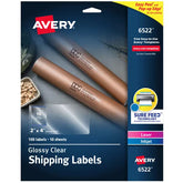Avery® Easy Peel® Shipping Labels, Glossy, Clear, 2" x 4", 100 Labels (6522)