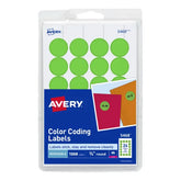 Avery® Removable Color-Coding Labels, Removable Adhesive, 3/4" Diameter, Neon Green, 1,008 (5468)