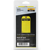 Maintenance Tags, Preprinted Yellow Maintenance Record Hang Tags, Pre-Strung Card Stock, 25ct, 3" x 5-3/4" (62431)