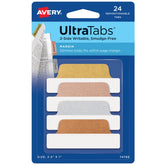 Avery® Ultra Tabs®, Assorted Metallic Colors, 2.5" x 1", 24 Repositionable Margin Tabs, 2-Sided Writable (74786)