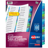 Avery® Ready Index® Double Column Dividers, 32 Tab Sets, Customizable Table of Contents, Multicolor Tabs (11322)