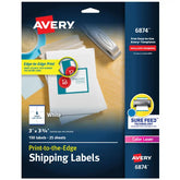 Avery® Print-to-the-Edge Shipping Labels with Sure Feed®, 3" x 3-3.4", Matte White, 150 Labels (6874)