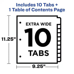Avery® Ready Index® Extra-Wide Dividers, 10 Tabs Sets, Multicolor Tabs, Works Great with Sheet Protectors (11165)