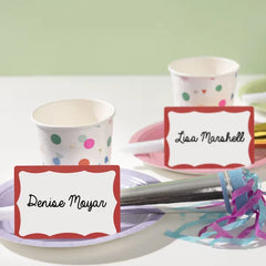 Avery® Adhesive Name Badge Labels, 2-1/3" x 3-3/8", Red Border, 100 Removable Name Badges (05143)