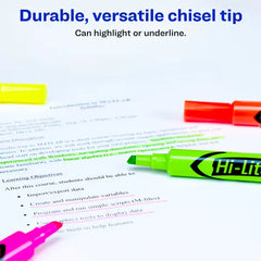 Avery(R) Hi-Liter(R) Desk-Style Highlighters, SmearSafe(R), Chisel Tip, 4 Assorted Color Highlighters (24063)