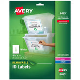 Avery® Removable Labels, Removable Adhesive, 8-1/2" x 11", 25 Labels (6465)