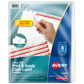 Avery® Big Tab™ Print & Apply Clear Label Dividers, Index Maker® Easy Apply™ Printable Label Strip, 8 White Tabs, 5 Sets (11493)