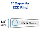 Avery® Heavy-Duty View Binder, 1" One-Touch Rings, 275-Sheet Capacity, DuraHinge™, Navy Blue (79809)