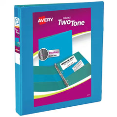 Avery® Two-Tone Durable View 3 Ring Binder, 1 Inch Slant Rings, Blue/Teal Binder (17290)