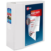 Avery® Heavy-Duty View Binder, 5" One Touch EZD® Rings, 1,050-Sheet Capacity, 2.3"/4.8" Spine, White (79106)