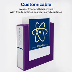 Avery® Heavy-Duty View 3 Ring Binder, 5" One Touch EZD® Rings, 2.3/4.8" Spine, 1 Purple Binder (79816)