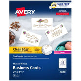 Avery® Clean Edge® Printable Business Cards with Sure Feed Technology, 2" x 3-1/2", White, 2,000 Blank Cards (05870)