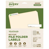 Avery® EcoFriendly Recycled File Folder Labels, 2/3" x 3-7/16", White, Permanent, 750 Printable Labels (48266)