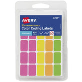 Avery® Color-Coding Removable Labels, 1/2" x 3/4", Assorted Neon, Non-Printable, 525 Rectangle Labels Total (6721)