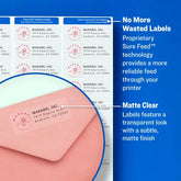 Avery® Matte Clear Address Labels, Sure Feed™ Technology, Laser, 1" x 2-5/8", 750 Labels (5630)