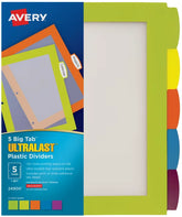 Avery® Ultralast™ Big Tab™ Plastic Dividers, 5-Tab Set, Multicolor (24900)