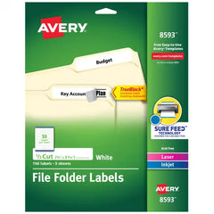 Avery® File Folder Labels with TrueBlock® Technology, Permanent Adhesive, 2/3" x 3-7/16", Laser/Inkjet, 150 Labels (08593)