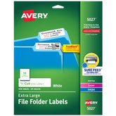 TrueBlock® Extra Large File Folder Labels, 15/16" x 3-7/16", 450 Printable Labels, Permanent, White (5027)