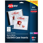 Avery® CD Jewel Case Inserts, Matte White, Laser & Inkjet Printers, 20 Standard and Slimline Inserts (8693)