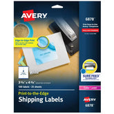 Avery® Print-to-the-Edge Shipping Labels with Sure Feed®, 3-3/4" x 4-3/4", Matte White, 100 Labels (6878)