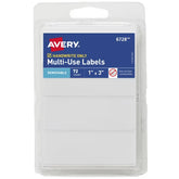Avery® Multi-Use Removable Labels, 1" x 3", White, Non-Printable, 72 Rectangle Labels Total (6728)