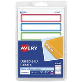 Avery® Durable Labels, 5/8" x 3-1/2", Assorted Border Colors, Water-Resistant Labels, 35 Rectangle Labels Total (41440)
