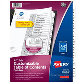 Avery® Ready Index® A-Z Tab Binder Dividers, Customizable Table of Contents, Classic White Tabs, 1 Set (11828)