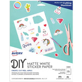 Avery Sticker Paper, 8-1/2" x 11", Matte White, Repositionable, Laser & Inkjet Compatible, 15 Full-Size Sheets (3383)