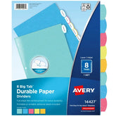 Avery® Big Tab™ Durable Paper Dividers, 8-Tab Set, Assorted Bright Colors, Easy Peel® Labels (14427)