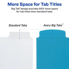 Avery® Big Tab™ Write & Erase Durable Plastic Dividers, 5-Tab Set, Multicolor (16129)