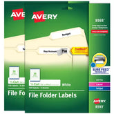 Avery® File Folder Labels with TrueBlock® Technology, Permanent Adhesive, 2/3" x 3-7/16", Laser/Inkjet, 2-Pack, 300 Labels Total (28593)