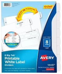 Avery® Big Tab™ Printable Label Dividers, Easy Peel®, 8-Tab Set (14437)