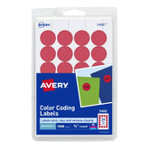 Avery® Removable Color-Coding Labels, Removable Adhesive, Red, 3/4" Diameter, 1,008 Labels (5466)