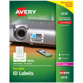 Avery® Durable ID Labels, Permanent Adhesive, 1-1/4" x 1-3/4", 1,600 Labels (6576)